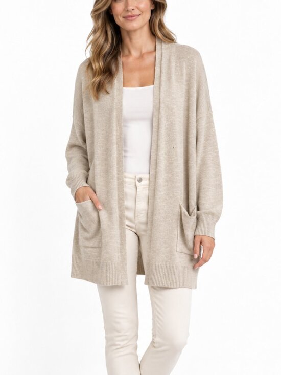 Eileen Fisher Sweaters - Eileen Fisher Organic Linen Cotton Open Front Cardigan Fall Sweater (Size S)